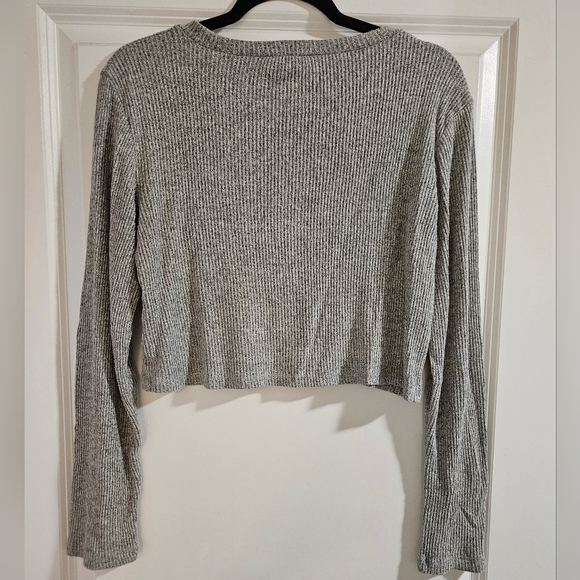 Zara Heather Gray Ribbed Knit Zara Cropped Top - Picture 3 of 3